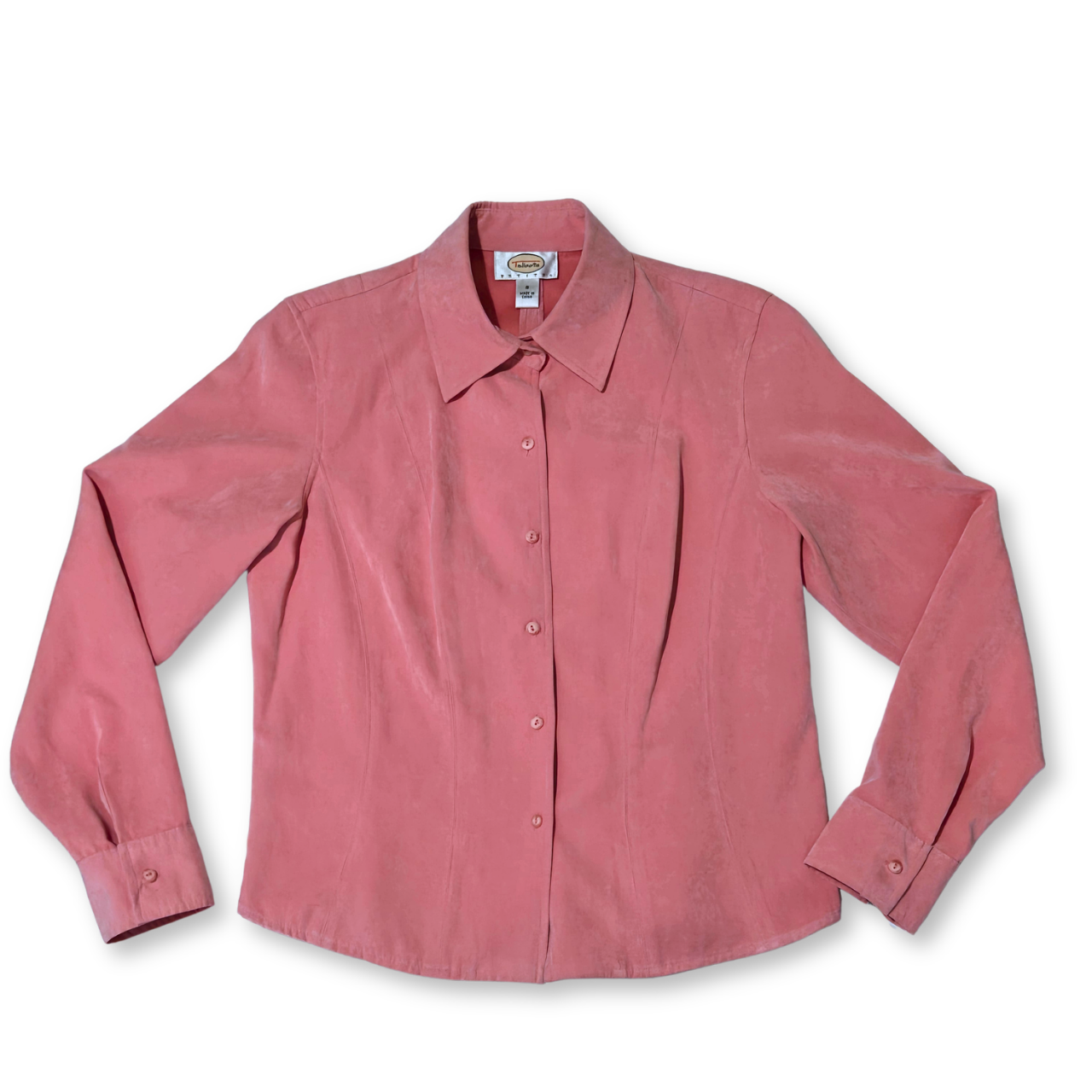 2000s - TALBOTS PETITES - FAUX SUEDE BUTTON UP