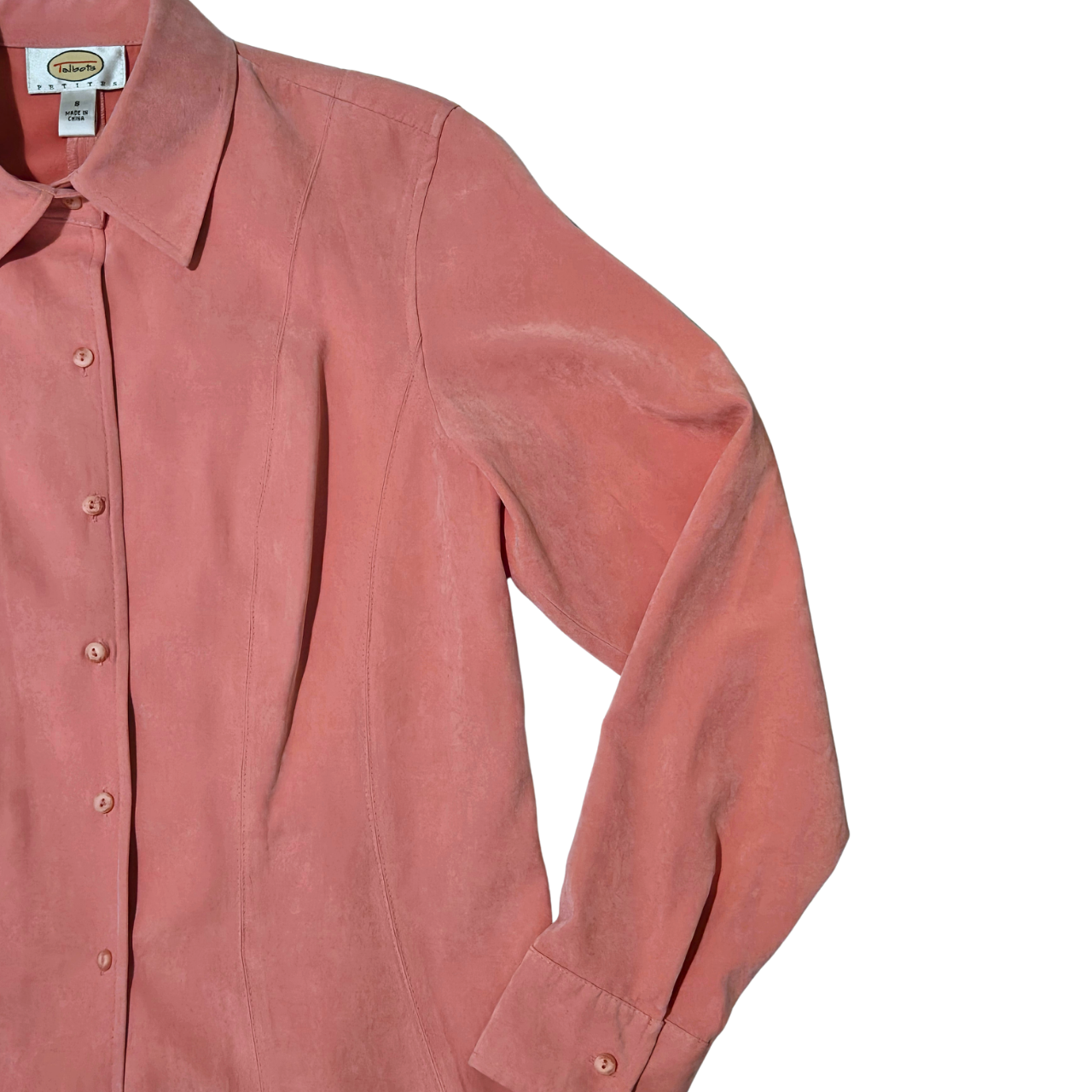 2000s - TALBOTS PETITES - FAUX SUEDE BUTTON UP