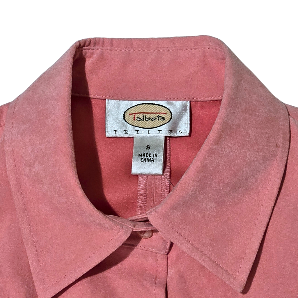 2000s - TALBOTS PETITES - FAUX SUEDE BUTTON UP